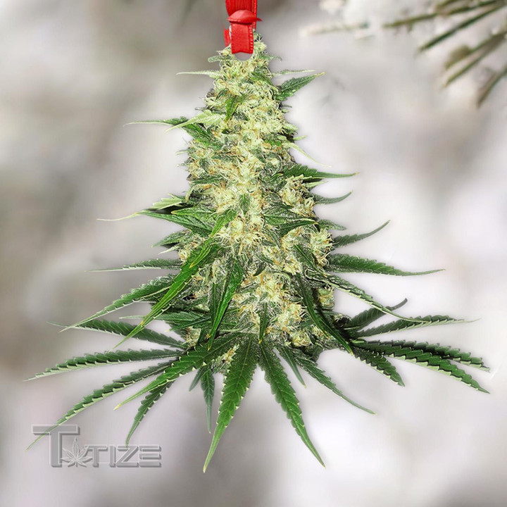 Weed Bud Christmas 420 Wooden/Acrylic Ornament