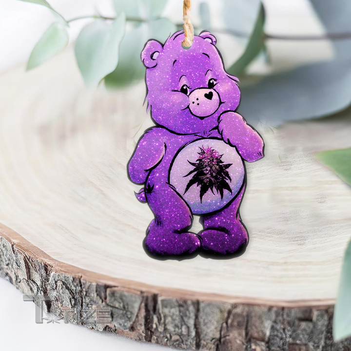 Weed bud bear kush bear glitter Wooden/Acrylic Ornament