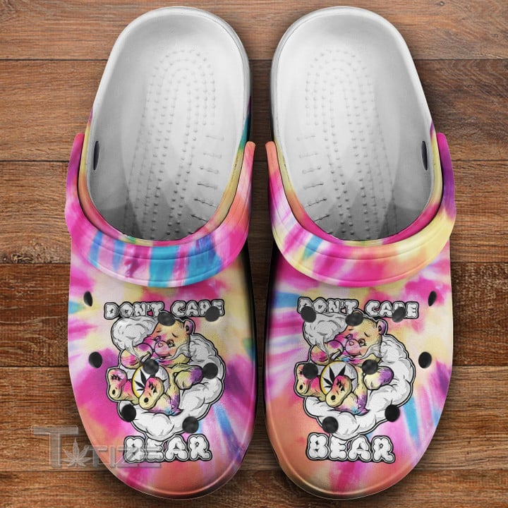 Weed tie dye dont care bear Crocband Clog