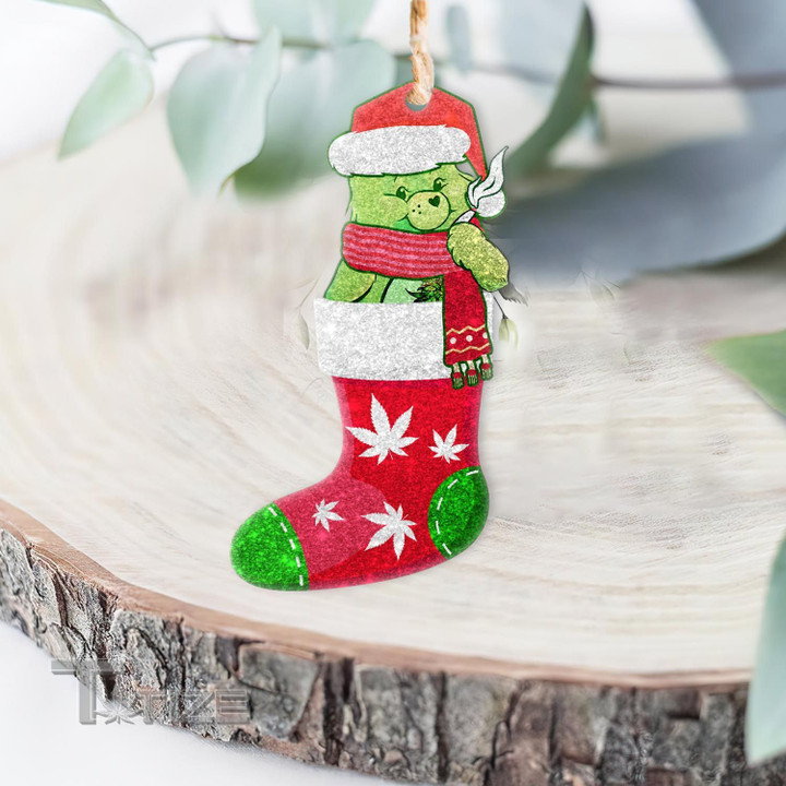 Weed christmas don't care bear Wooden/Acrylic Ornament