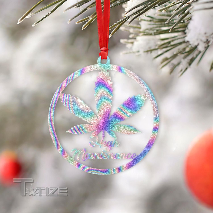 Weed high maintenance hologram glitter Wooden/Acrylic Ornament