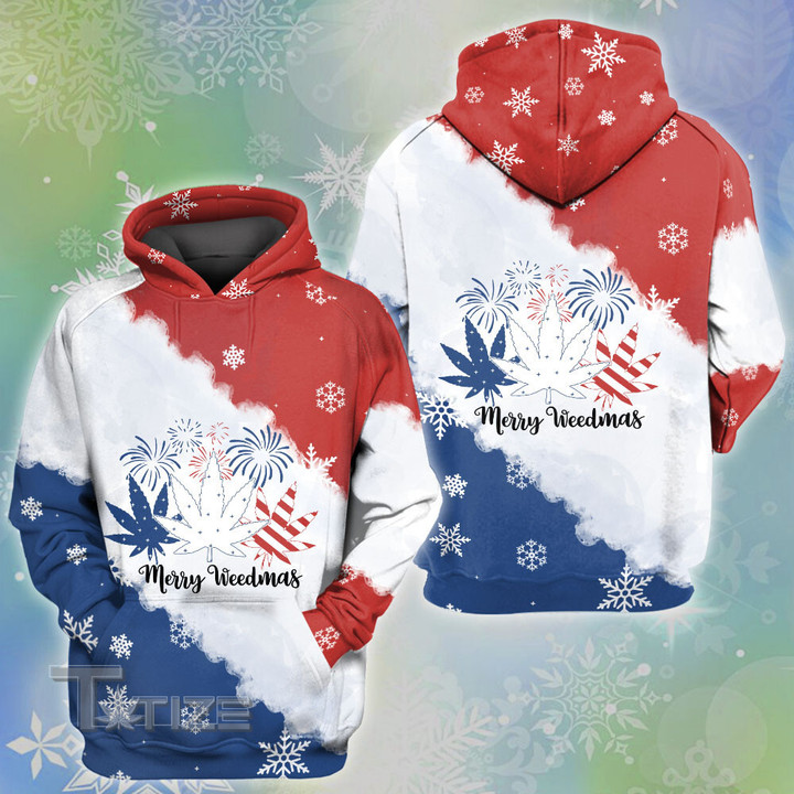 US Weed leaves Christmas 3D All Over Printed Shirt, Sweatshirt, Hoodie, Bomber Jacket Size S - 5XL