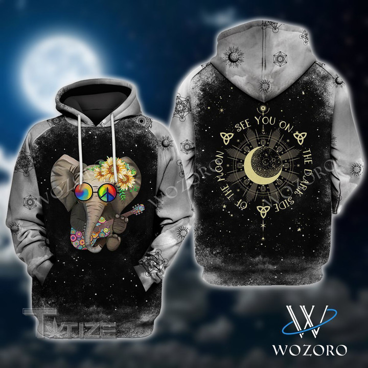 Hippie Elephant See You On The Dark Side Of The Moon 3D All Over Printed Shirt, Sweatshirt, Hoodie, Bomber Jacket Size S - 5XL