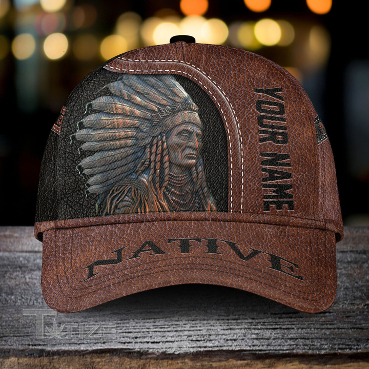 Native pride leather custom name Classic Cap