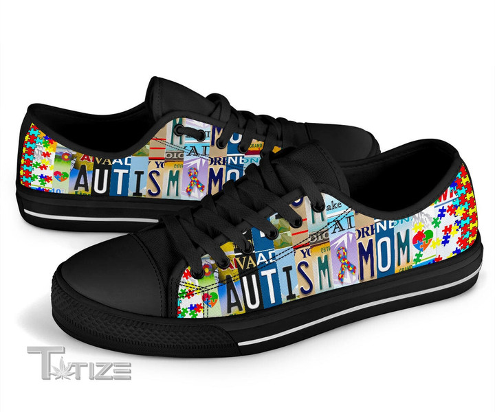 Autism Mom License Plate Low Top Canvas Shoes