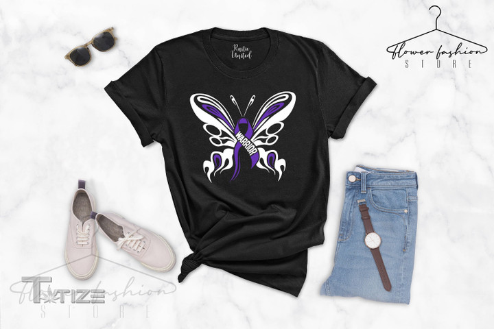Purple Butterfly Lupus Warrior Shirt, Purple Ribbon Graphic Unisex T Shirt, Sweatshirt, Hoodie Size S - 5XL