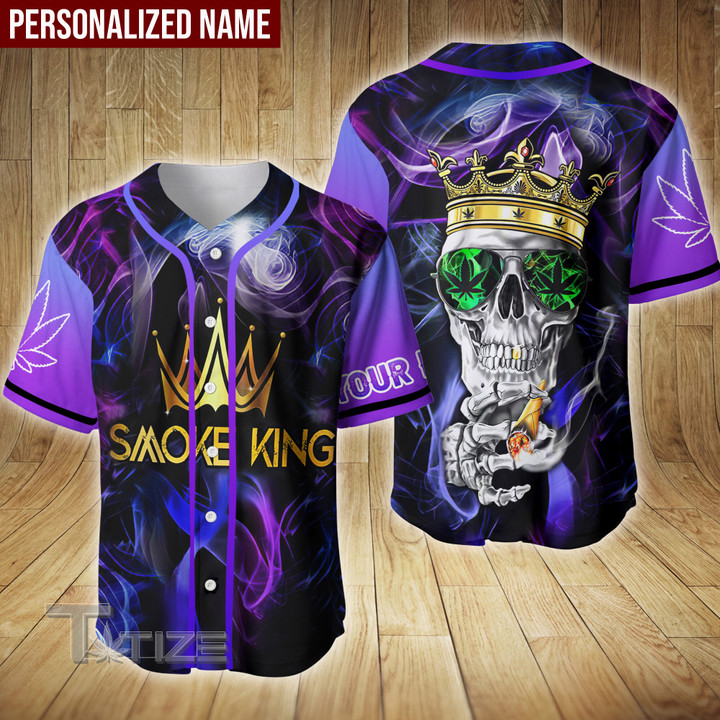 Smoke King Skull Weed Custom Name Baseball Shirt