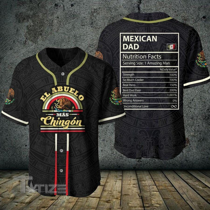 Mexican Dad Nutrition Facts Baseball Shirt