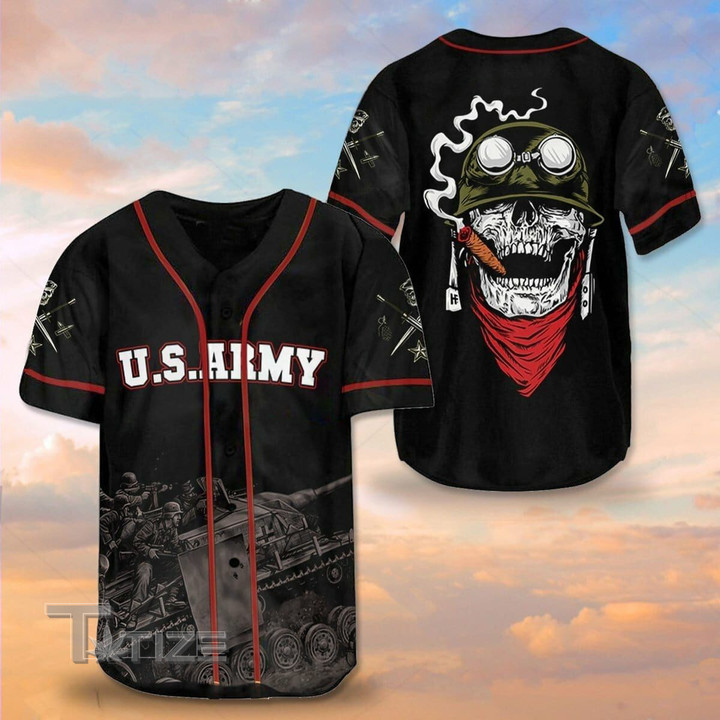 US Army Military Skull Baseball Shirt