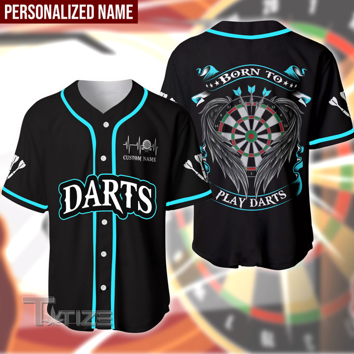 Darts Born To Play Darts Custom Name Baseball Shirt