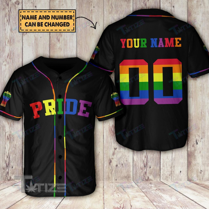 LGBT Pride Rainbow Color Custom Name Baseball Shirt