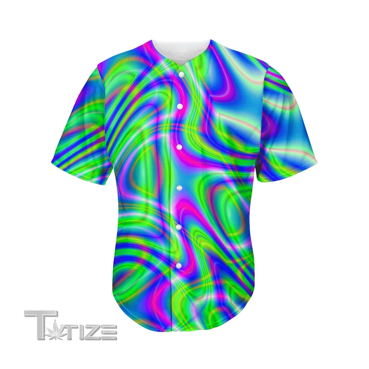 Neon Green Psychedelic Trippy Baseball Shirt