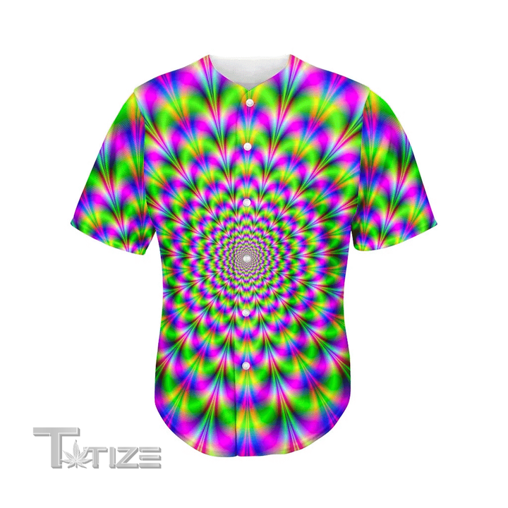 Neon Psychedelic Optical Illusion Men's Baseball Jersey Baseball Shirt