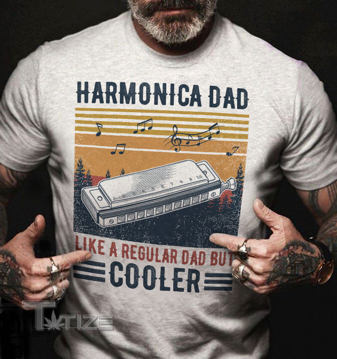 Harmonica Cooler Dad Graphic Unisex T Shirt, Sweatshirt, Hoodie Size S - 5XL