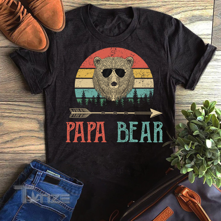 Papa Bear Vintage T-shirt For Mens Dad Father's Day Gift Graphic Unisex T Shirt, Sweatshirt, Hoodie Size S - 5XL