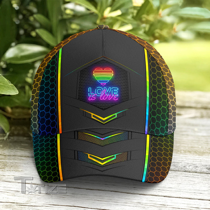 LGBTQ Hexagon Neon Pattern Classic Cap