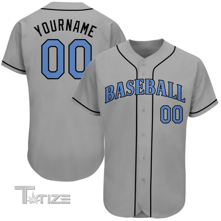 Custom Gray Light Blue-Black Authentic Father's Day 3D All Over Print Baseball Shirt