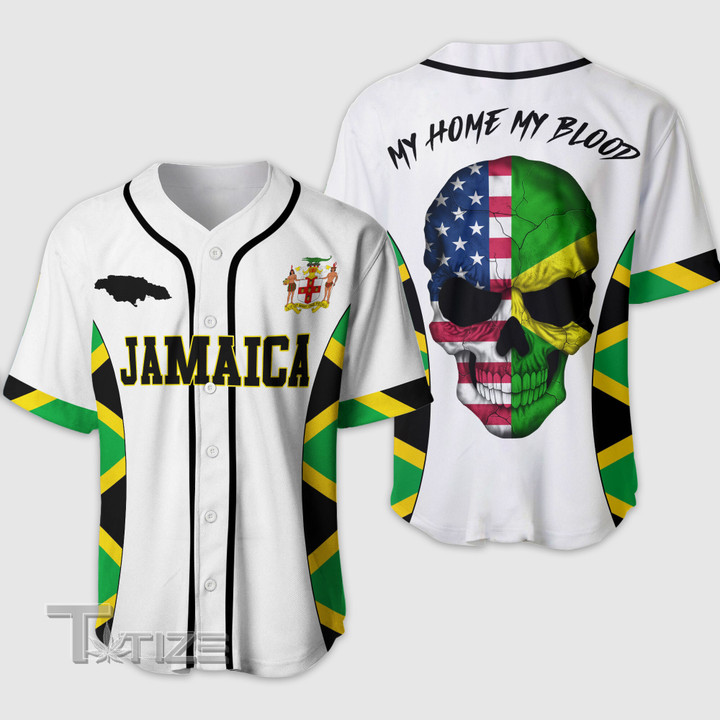 Jamaica Skull My Home My Blood Baseball Jersey Baseball Shirt