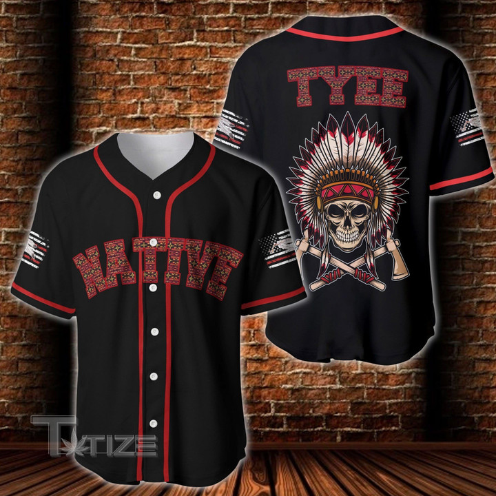 Native American Skull Custom Name Baseball Jersey Baseball Shirt
