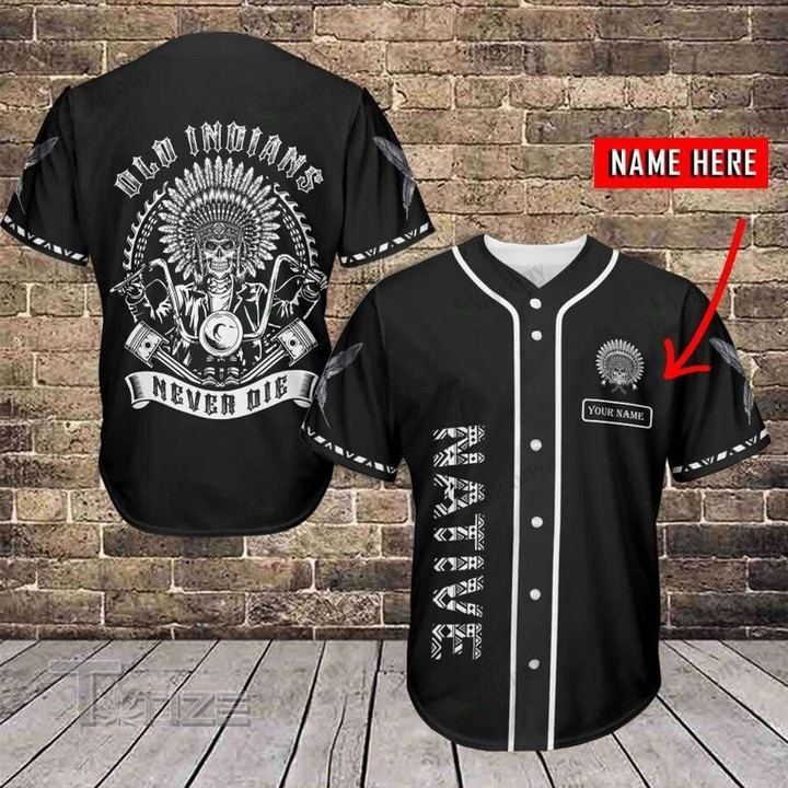 Native Never Die Skull Custom Name Baseball Jersey Baseball Shirt