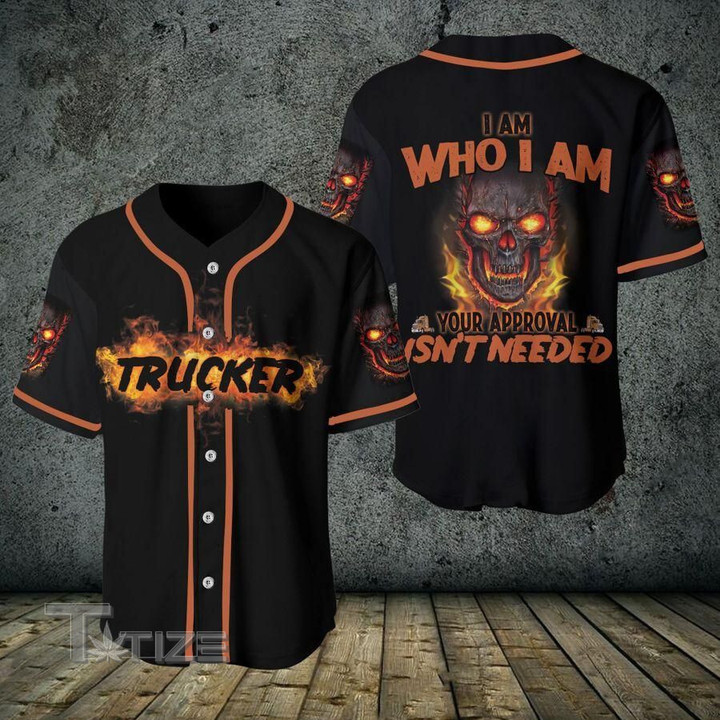 Trucker Skull I Am Who I Am Baseball Jersey Baseball Shirt