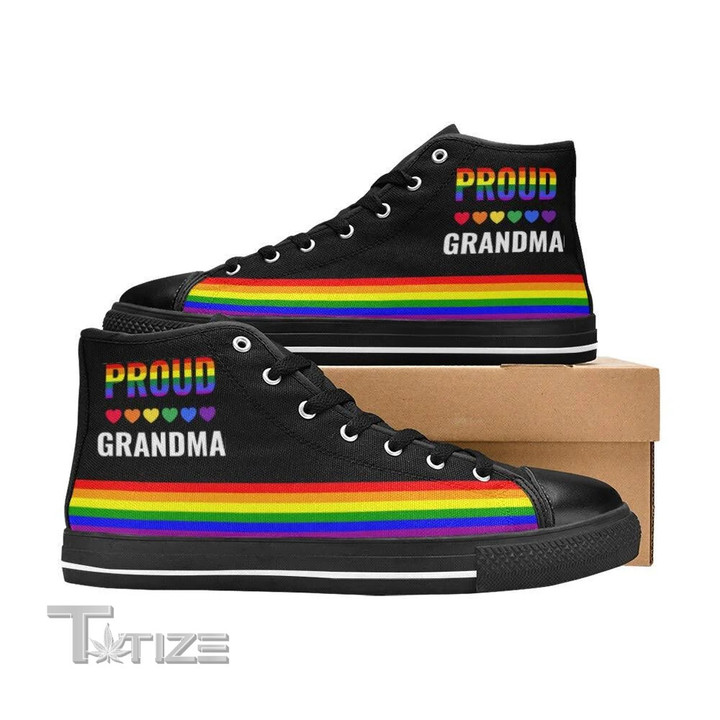 Proud Grandma Pride Rainbow LGBT Unisex High Top Canvas Shoes