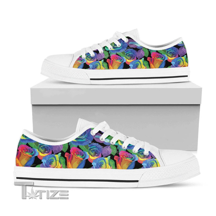 Lgbt Pride Rainbow Roses Pattern Low Top Canvas Shoes