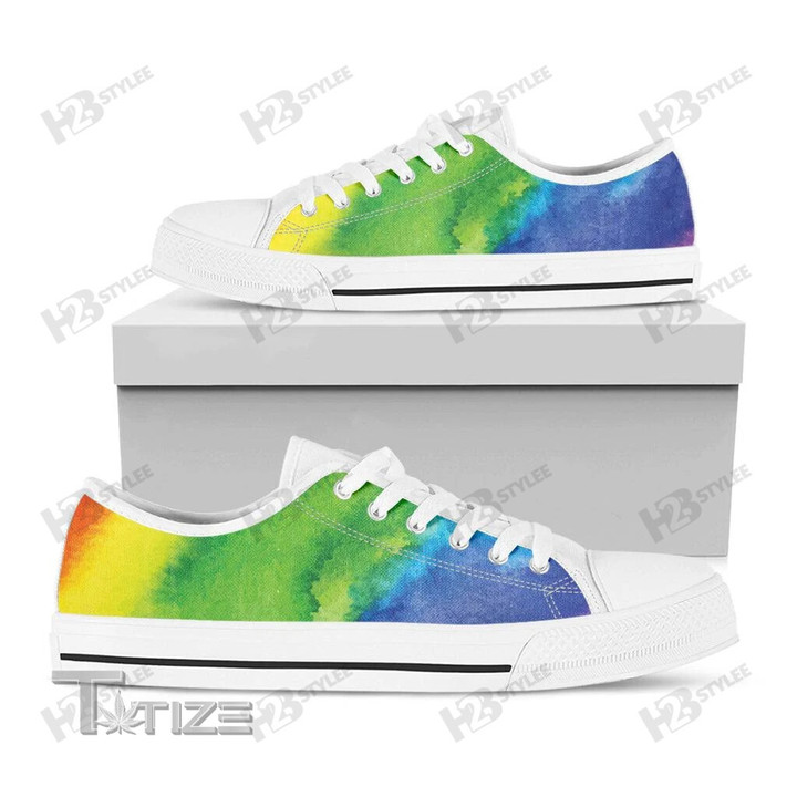 Watercolor Rainbow Lgbt Pride Low Top Canvas Shoes
