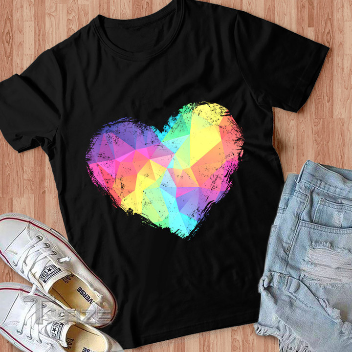 Funny Lgbt Rainbow Heart Gay Pride Month  Gift Graphic Unisex T Shirt, Sweatshirt, Hoodie Size S - 5XL