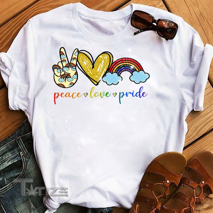 Peace Love Pride Rainbow LGBT Lesbian Gay Pride Graphic Unisex T Shirt, Sweatshirt, Hoodie Size S - 5XL