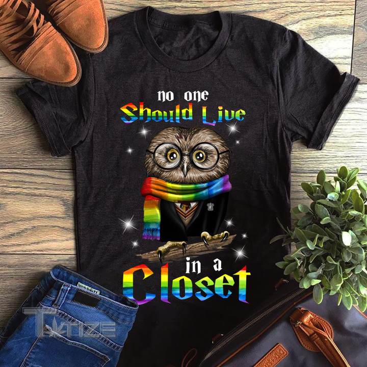 Owl No One Should Live In A Closet LGBT Pride Graphic Unisex T Shirt, Sweatshirt, Hoodie Size S - 5XL