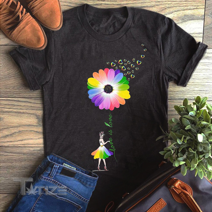 Flower Love Is Love Heart Dandelion LGBT Pride Graphic Unisex T Shirt, Sweatshirt, Hoodie Size S - 5XL