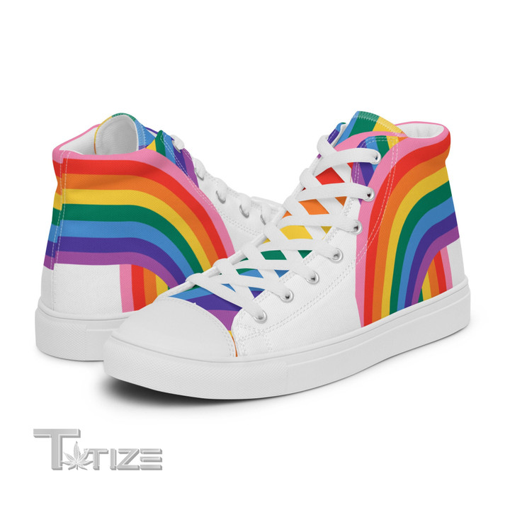 Rainbow Pride Colorful Striped LGBTQA+ Unisex High Top Canvas Shoes