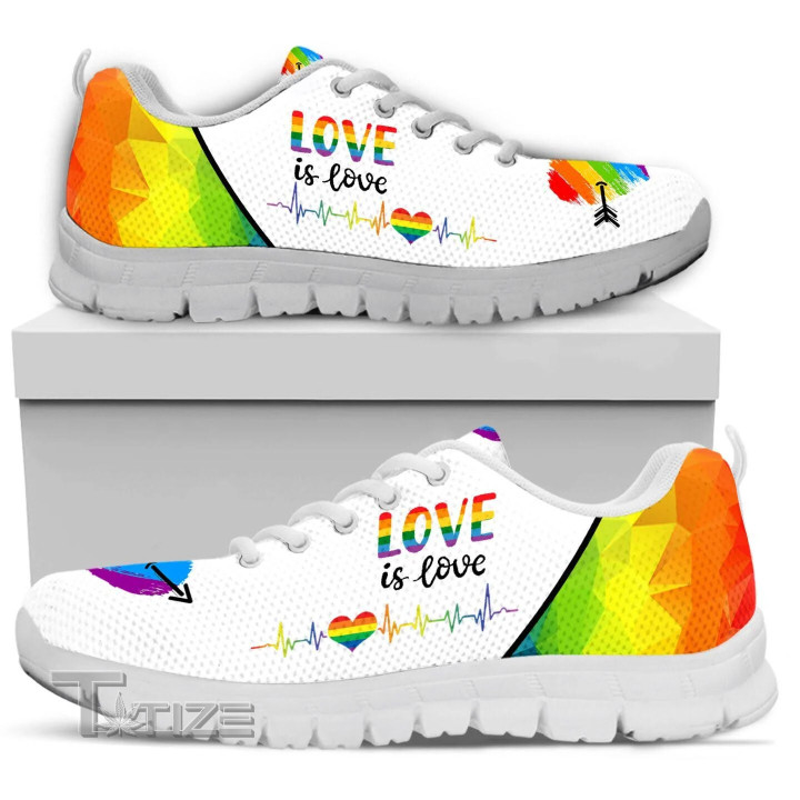 Love Is Love Heartbeats Geometric Rainbow Sneakers Shoes