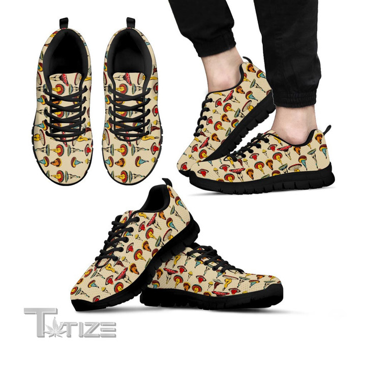 Mushroom Psychedelic Color Pattern Sneakers Shoes