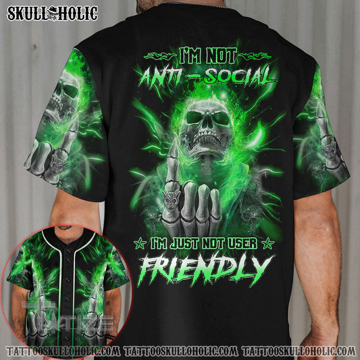 I'M Not Anti-Social Skull Baseball Shirt