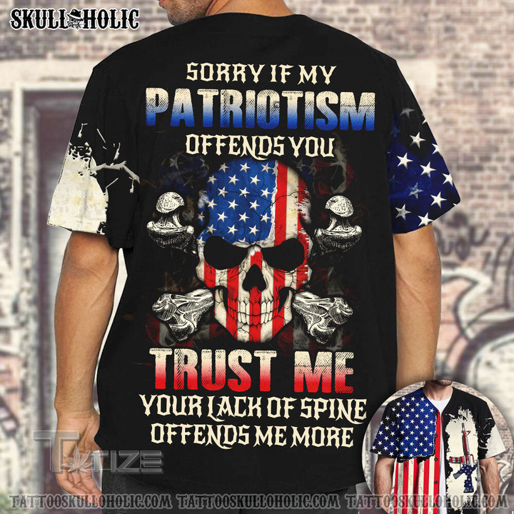 Sorry If My Patriotism Skull Baseball Jersey Baseball Shirt
