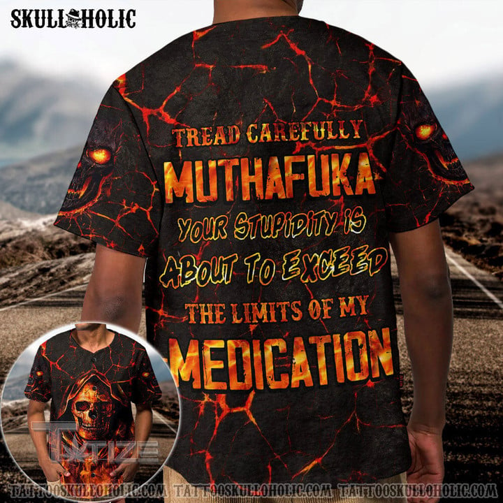 Muthafuka Fire Skull Baseball Jersey Baseball Shirt