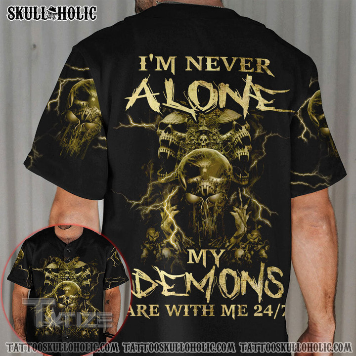 I'M Never Alone Skull Baseball Jersey Baseball Shirt