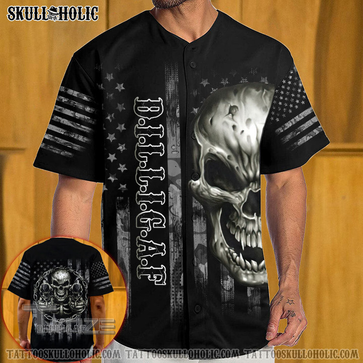 Dilligaf Skull With Gun Circle Baseball Jersey Baseball Shirt