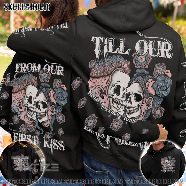 Matching Couple Shirt Skull Couple 3D All Over Printed Shirt, Sweatshirt, Hoodie, Bomber Jacket Size S - 5XL