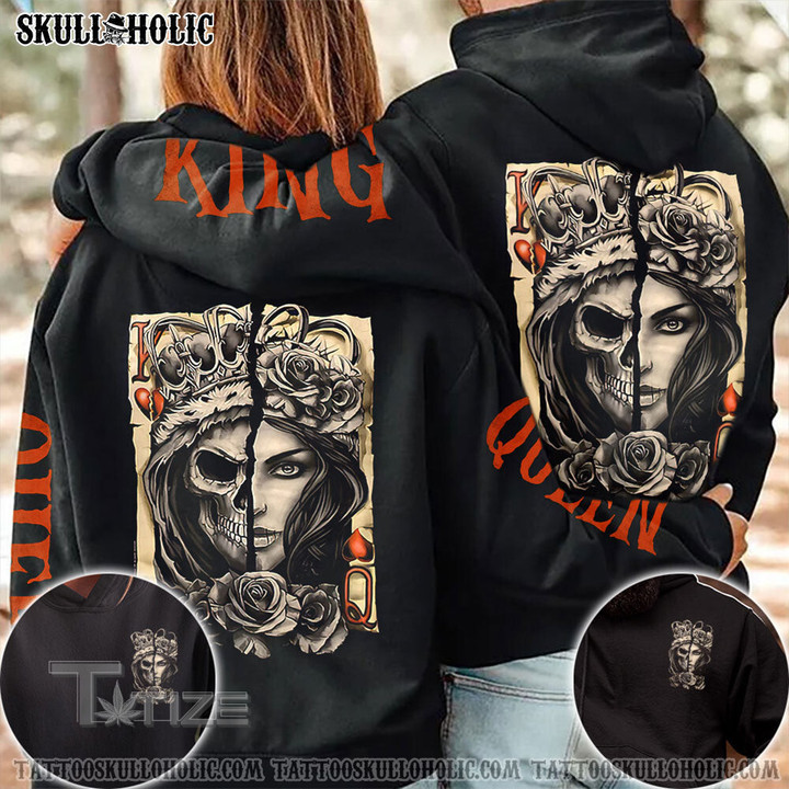 Matching Couple Shirt Couple King Queen Vintage 3D All Over Printed Shirt, Sweatshirt, Hoodie, Bomber Jacket Size S - 5XL