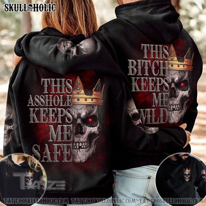 Matching Couple Shirt Couple This B This Ah Skull 3D All Over Printed Shirt, Sweatshirt, Hoodie, Bomber Jacket Size S - 5XL