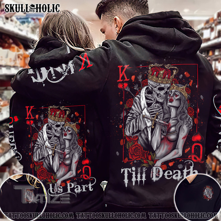 Matching Couple Shirt Do Us Part Skull Couple 3D All Over Printed Shirt, Sweatshirt, Hoodie, Bomber Jacket Size S - 5XL