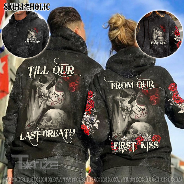 Matching Couple Shirt First Kiss Last Breath Couple 3D All Over Printed Shirt, Sweatshirt, Hoodie, Bomber Jacket Size S - 5XL