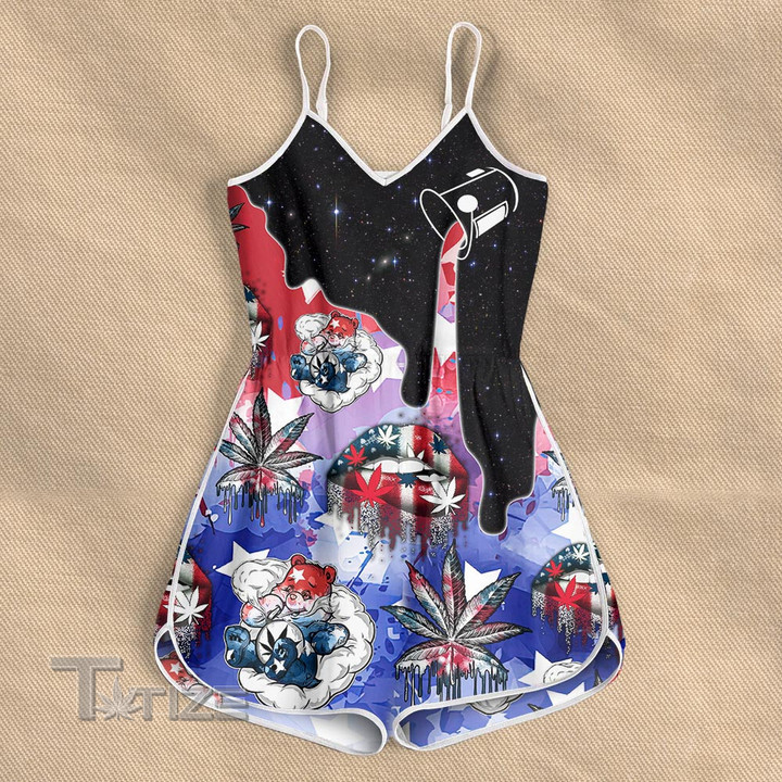 Weed Lips Dont Care Bears 4th July Rompers For Women