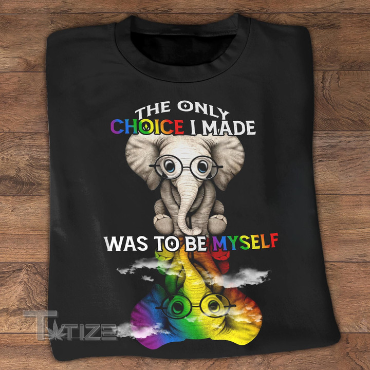 LGBT elephant the only choice i made was to be myself Graphic Unisex T Shirt, Sweatshirt, Hoodie Size S - 5XL
