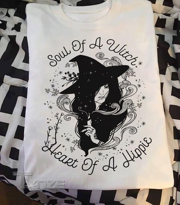 Halloween Soul of a witch heart of a hippie Graphic Unisex T Shirt, Sweatshirt, Hoodie Size S - 5XL