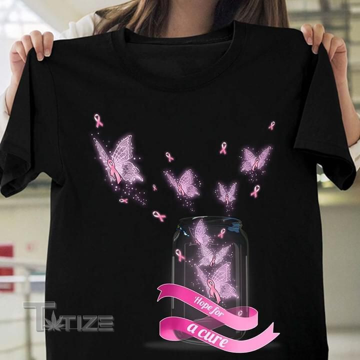 Breast Cancer Awareness Butterfly Hope For A Cure Graphic Unisex T Shirt, Sweatshirt, Hoodie Size S - 5XL