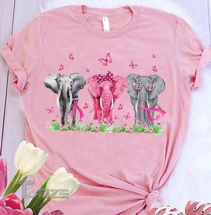 Breast Cancer Awareness Elephant Graphic Unisex T Shirt, Sweatshirt, Hoodie Size S - 5XL